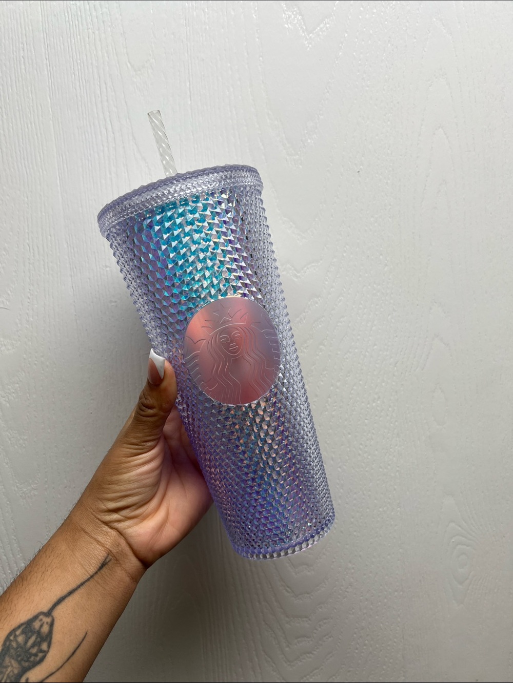 Starbucks Iridescent Lavender Studded Reusable Tumbler with Straw